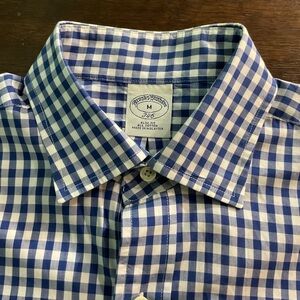 Brooks Brothers‎ Men’s SZ Medium Short Sleeve Shirt  Cotton Navy Plaid  Blue